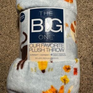 Cat Plush Throw Blanket - Blue and Orange